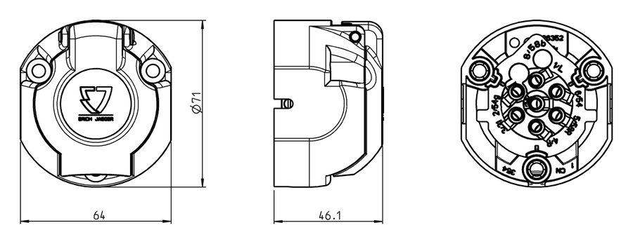 Matching socket: 7P/12V Socket (ISO 1724 - Type N)