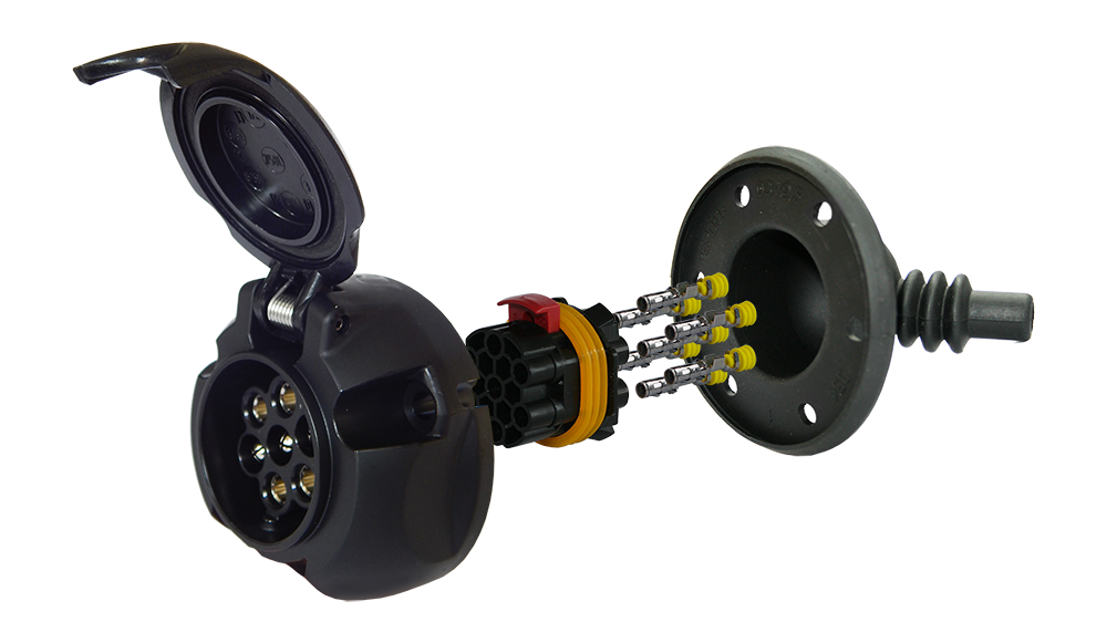 Matching socket: 7P/12V 100% waterproof «JAEGER Expert» Socket (ISO 1724 - Type N)