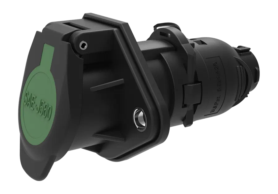 Matching socket: 7P/12V 100% waterproof «WeatherLock™» Socket (SAE J560 Primary, ABS)