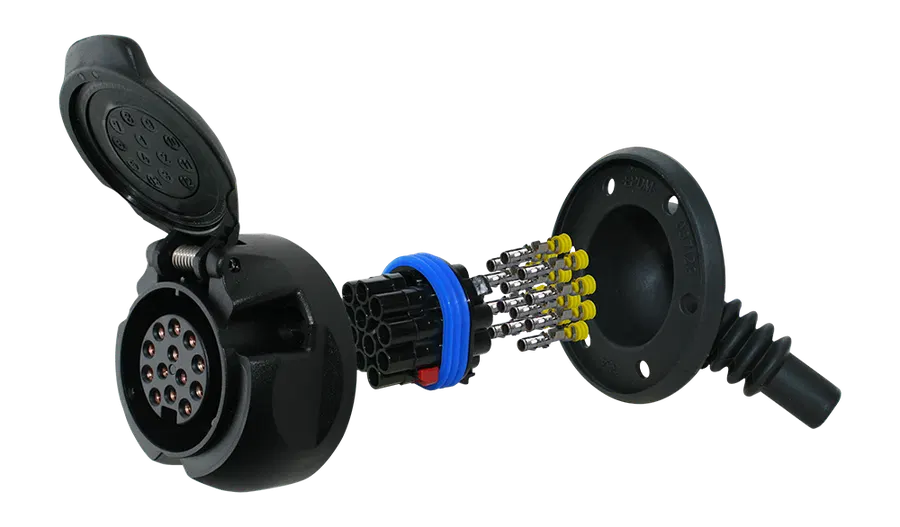 Matching socket: 13P/12V 100% waterproof «JAEGER Expert» Socket (ISO 11446)