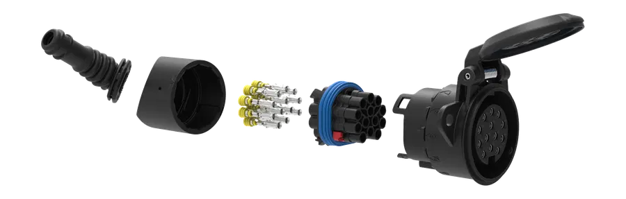 Matching socket: 13P/12V 100% waterproof «JAEGER Expert» Socket (ISO 11446)