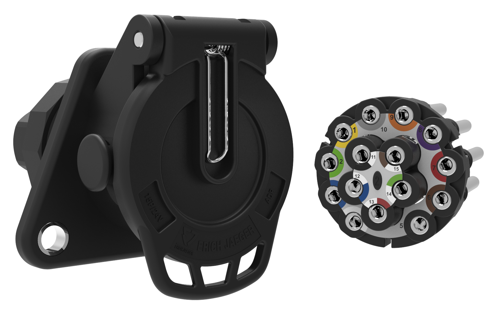 Matching socket: 15P/24V «JAEGER Basic» Socket (ISO 12098 ADR)