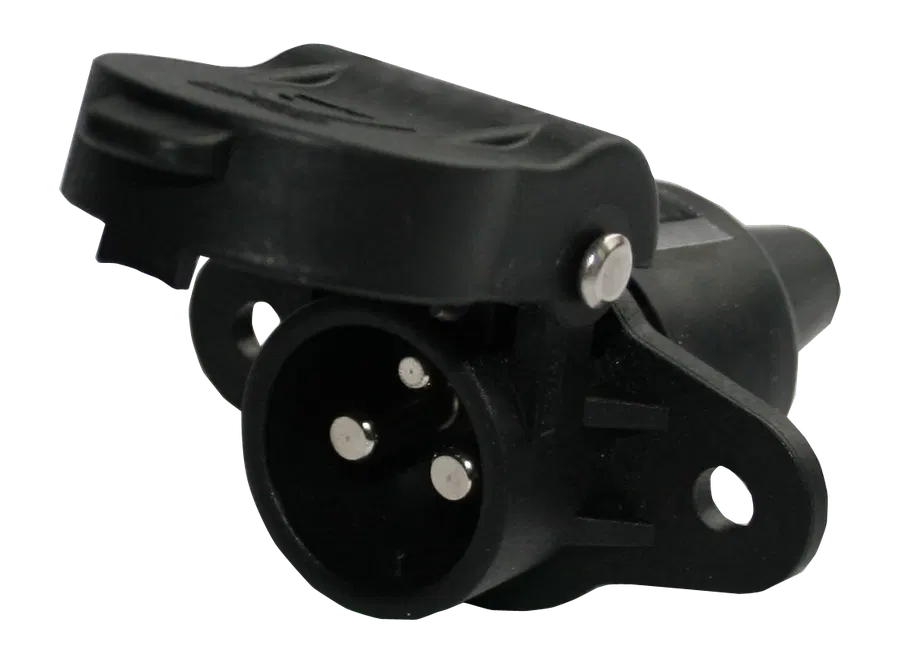 Matching socket: 3P/6-24V socket with pin contacts (DIN 9680 - similar) - with pin contacts instead of socket contacts