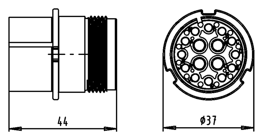 Matching socket: Socket housing with thread