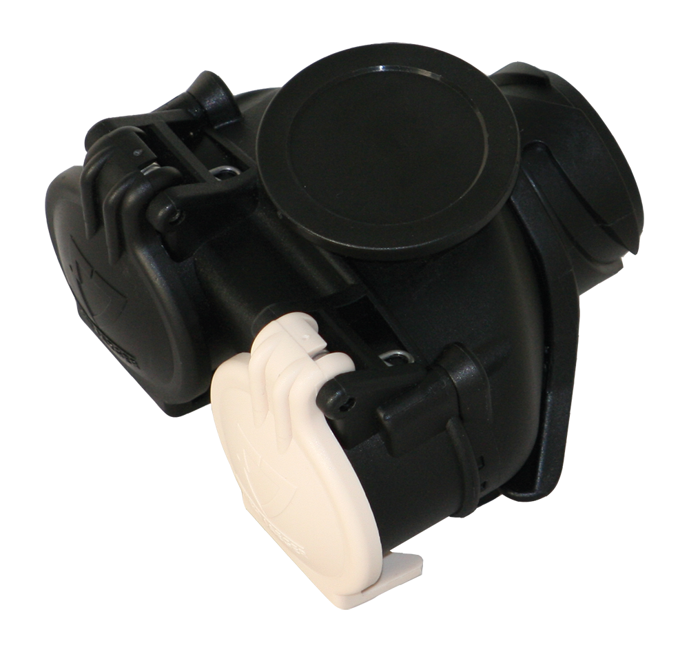 Matching adapter: "UK" short adapter - from vehicle (13P/12V) to trailer (2x 7P/12V)