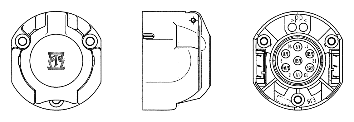 Matching socket: 7P/12V socket housing (ISO 1724 - Type N)