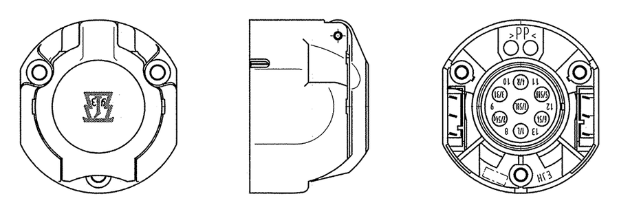 Matching socket: 7P/12V socket housing (ISO 1724 - Type N)