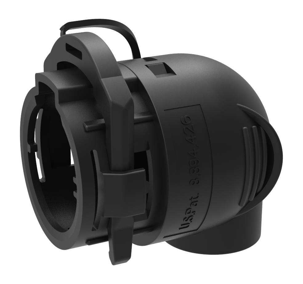 Matching cable: 90° cable exit clamshell