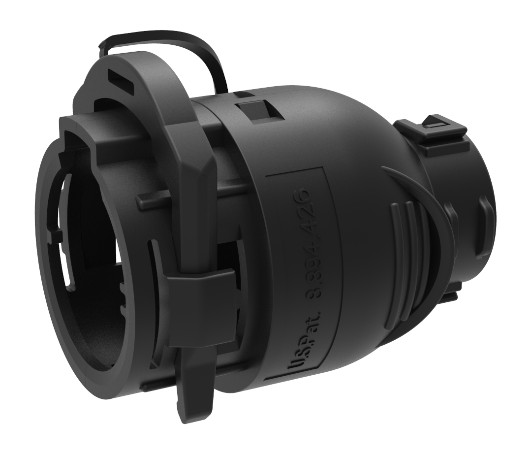 Matching cable: 180° cable exit clamshell