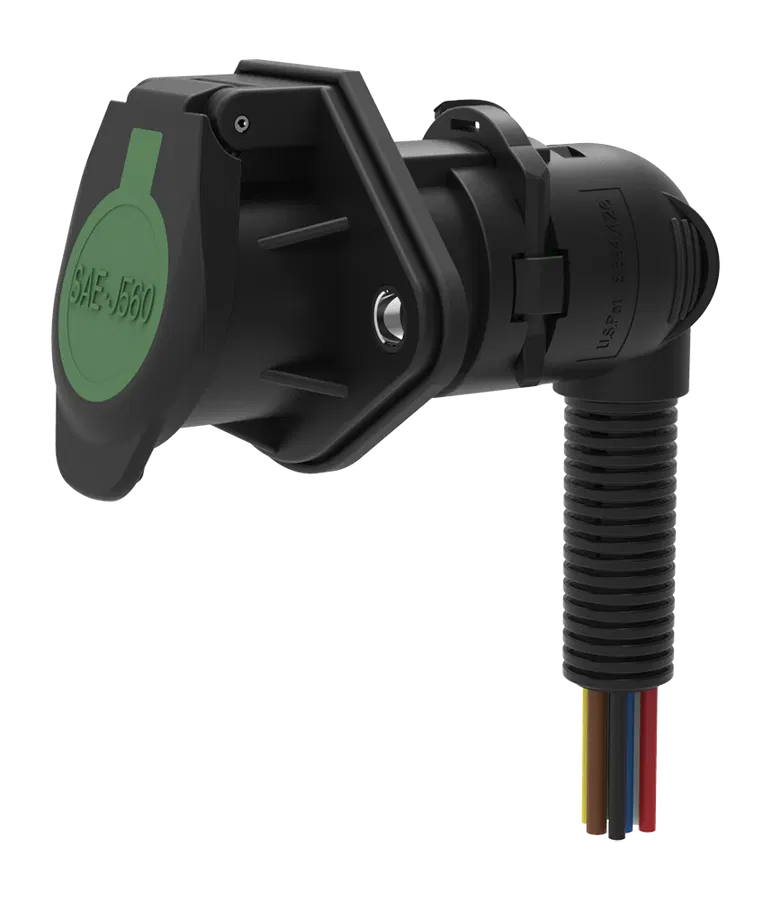 Matching socket: 7P/12V 100% waterproof «WeatherLock™» Socket (SAE J560 Primary, ABS)