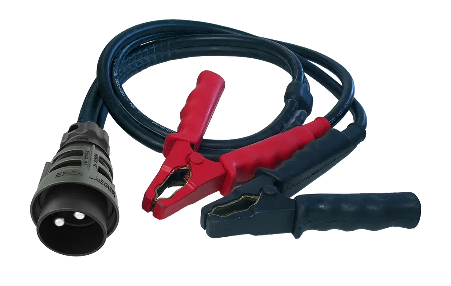 Matching cable: 2P/24V Cable (VG 96917) - with 2P/24V plug with screw ring (according to VG 96917) and 2 rubber coated battery terminal grips