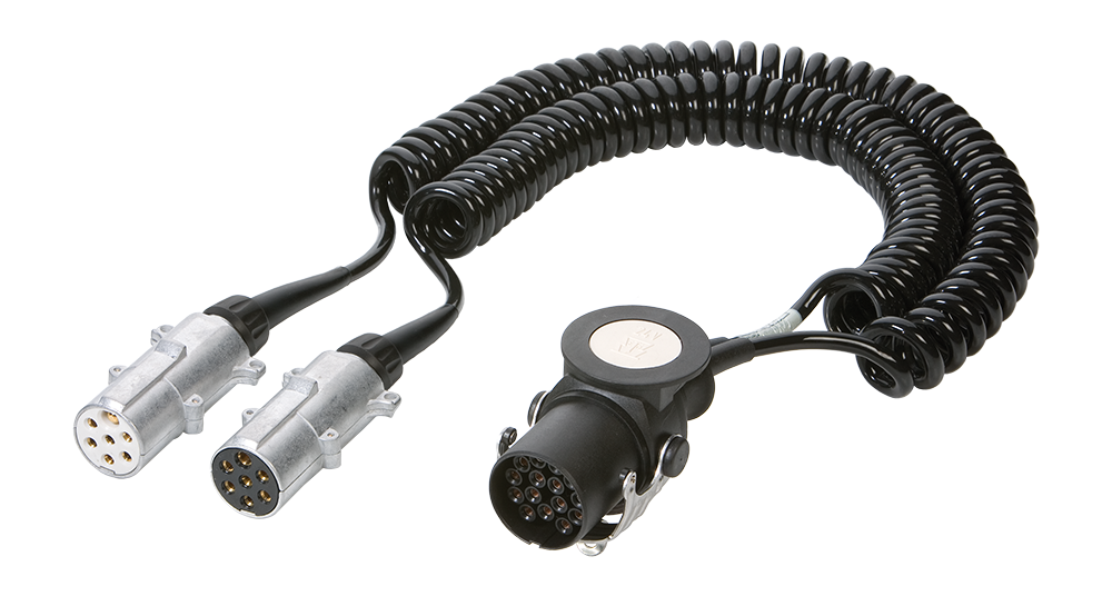 Matching adapter: Adapter coil - with 15P/24V plug (ISO 12098) and 2x 7P/24V metal plugs (ISO 1185 + ISO 3731)